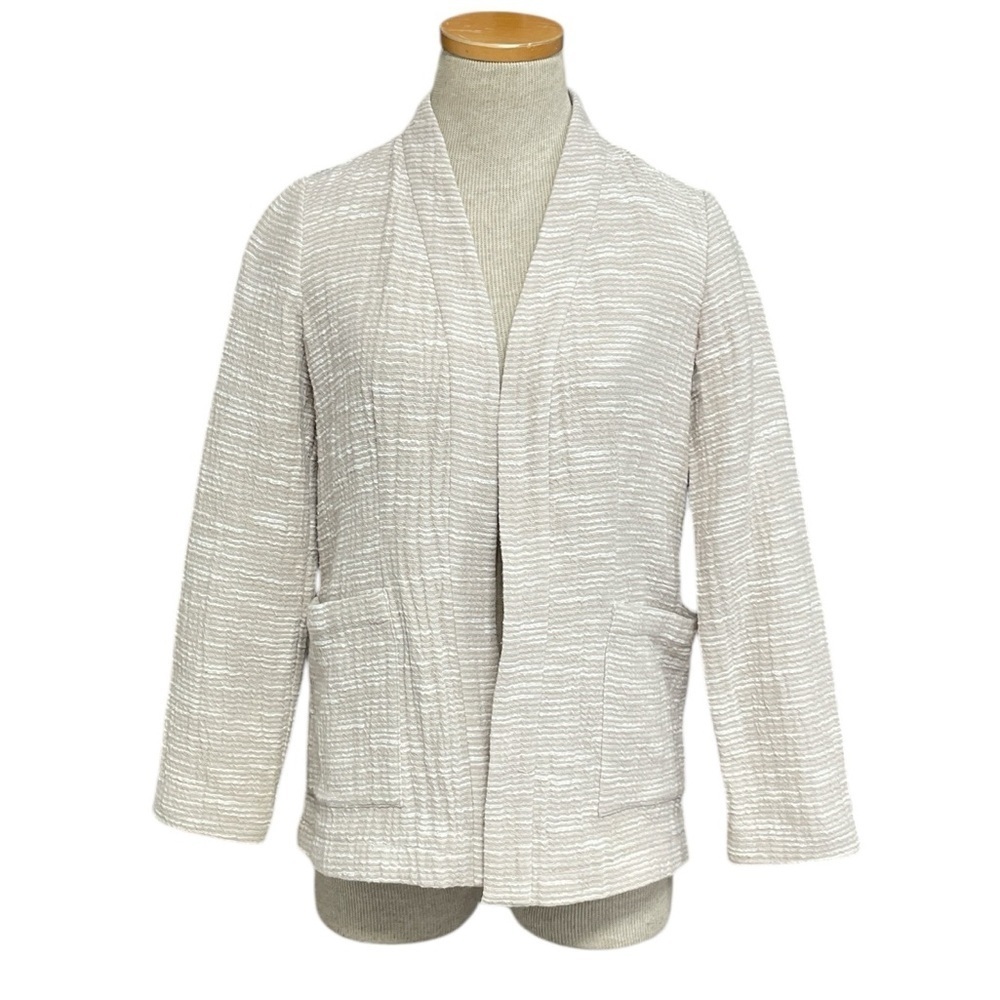 Eileen Fisher Blazer Tan Textured Jacket Lightweight Suit Coat Small Petite